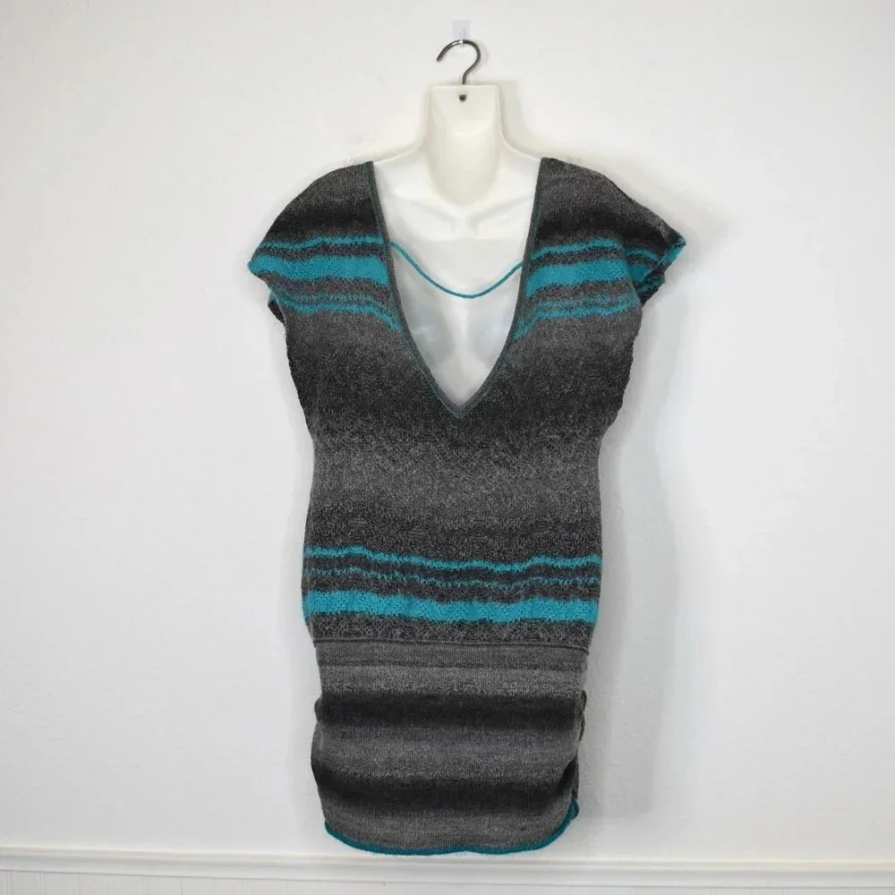 Free People Sweater Dress Tunic Sz M Mini Wool Blend Southwestern Boho Cowgirl
